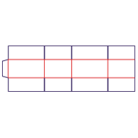 Caja de cuatro solapas - rozkrój