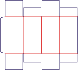 Caja con solapas superpuestas - rozkrój
