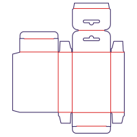 Caja con dos solapas desfasadas con colgador - rozkrój